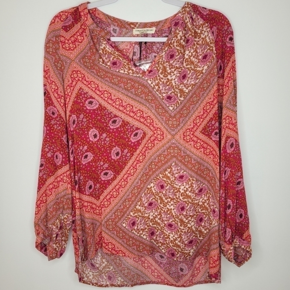 Christian Siriano NWT Floral Tunic Blouse V-Neck Small
